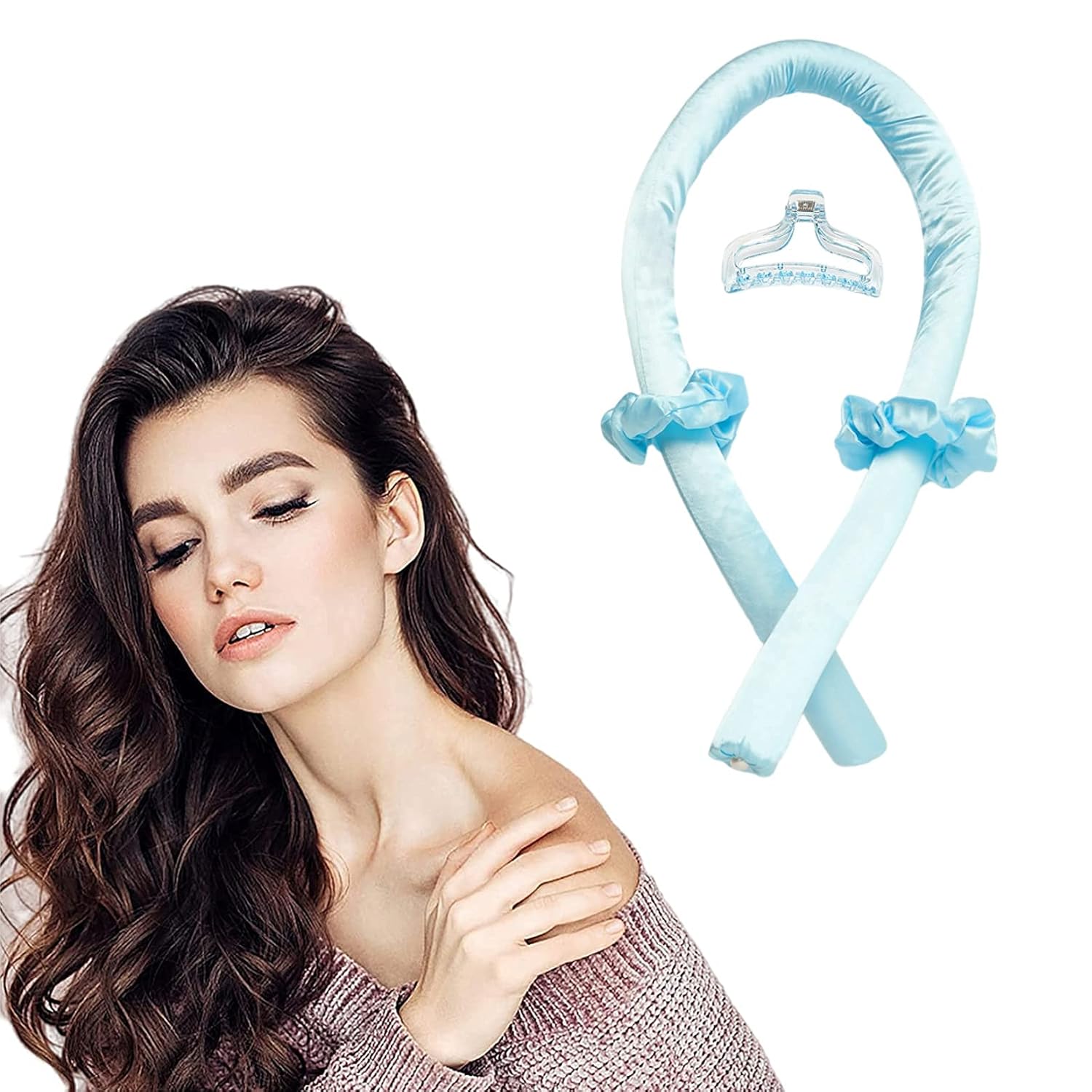 Set ondulator de par, Zola®, fara caldura, din spuma moale, accesorii incluse, lungime 100 cm, albastru Set ondulator de par, Zola®, fara caldura, din spuma moale, accesorii incluse, lungime 100 cm, albastru